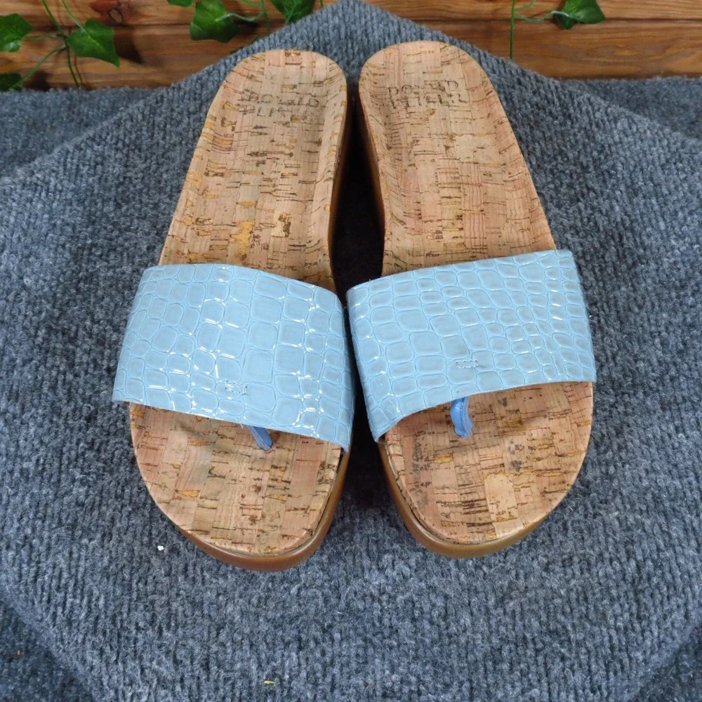 Donald Pliner Fiji Womens Platform Slide Sandals Size 8.5M Summer Light Blue